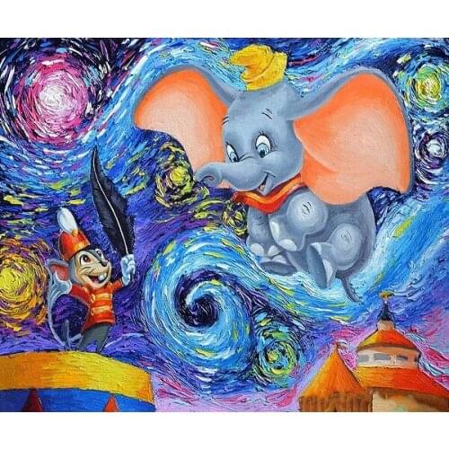 Cross Stitch Kits Colorful Elephant Starry Sky Animal Needlework Embroidery Crafts 14CT Unprinted DIY Arts Handmade Home Decor