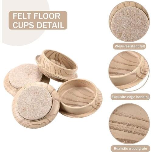 8pcs Felt Floor Cups 4/6cm Round Furniture Felt Castor For Chair Legs Furniture Non Slip Scratch Wood Grain Floor Protector Mat