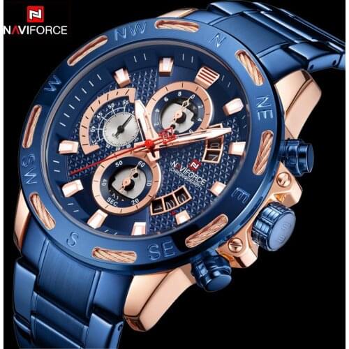 NAVIFORCE 2019 Top Luxury Brand Mens Watches Chronograph Military Male Clock Analog Quartz Watches For Men Relogio Masculino