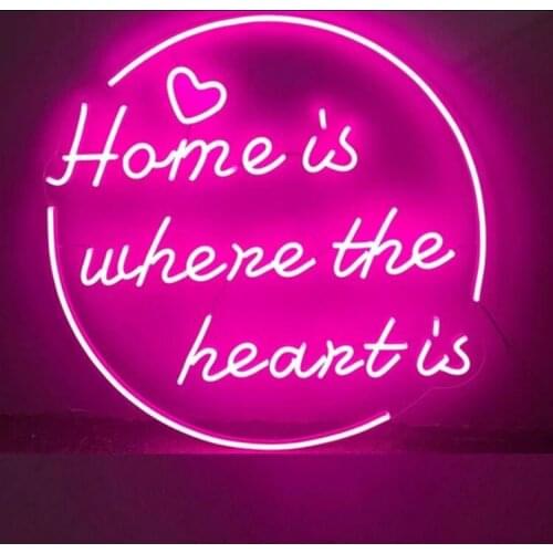 Neon Sign Home is where the heart is room wall window light decorate home Hotel store DISPLAY BUSINESS Impact Attract light