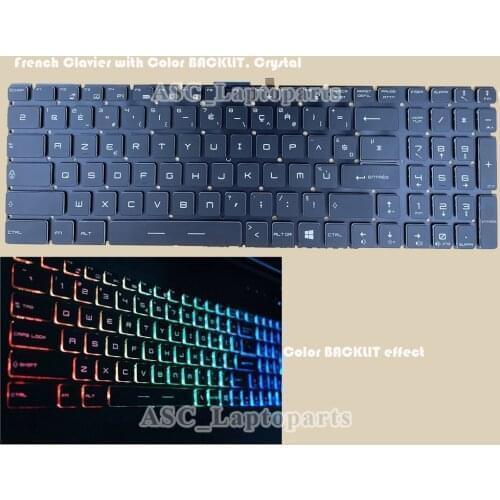 New French Clavier AZERTY Keyboard For MSI MS-1781 MS-16J1 MS-16J2 GE72 WS72 WT72 GT72S GS72 Colorful BACKLIT Crystal ,NO Frame