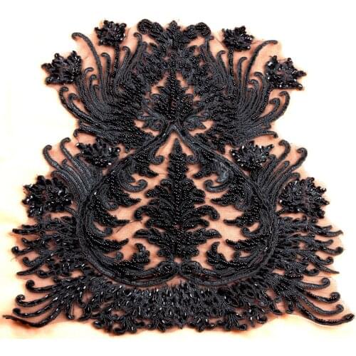 New heavy handmade beads on netting embroidery patch bridel/wedding dress Accessories 45X30cm by piece