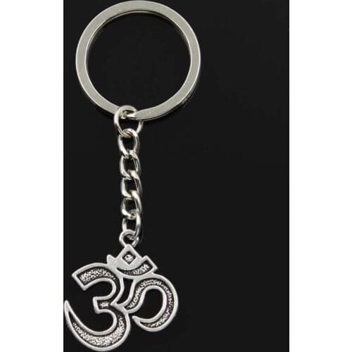 New Keychain 30x26mm Yoga Om Pendants DIY Men Car Key Chain Ring Holder Keyring Souvenir Jewelry Gift