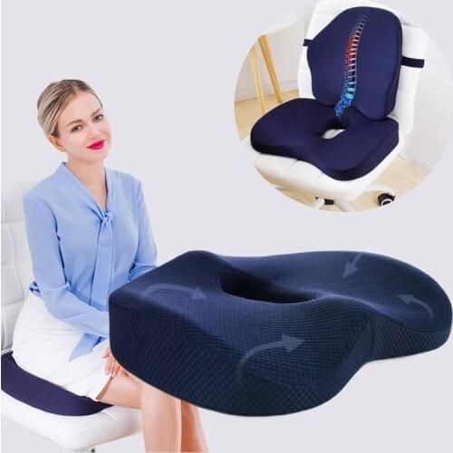 Memory Foam Seat Cushion Orthopedic Pillow Coccyx Office Chair Waist Back Support Cushion Pad Car Seat Hip Massage Seat Pad Sets