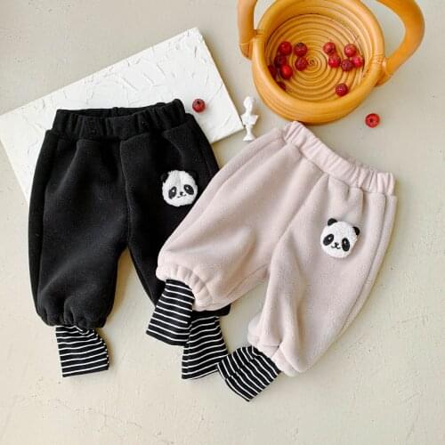 2020 Autumn and Winter Baby Warm Pants Childrens Korean New Boys and Girls High-waist Casual Harem Pant Toddler Fleece Trousers