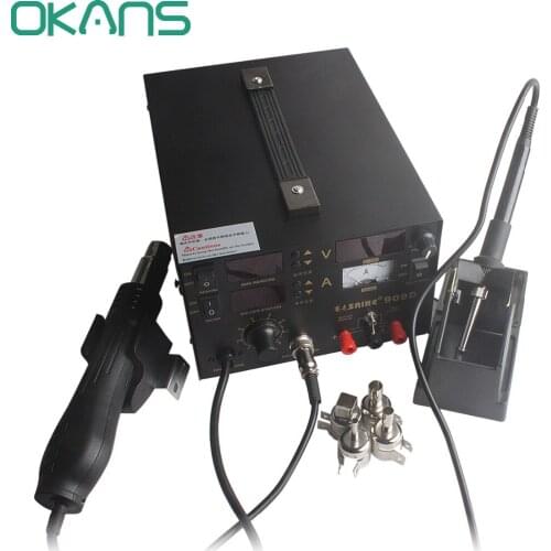 3 in 1 Soldering Station Hot air gun+Soldering Iron+Power Supply SAIKE 909D 220V