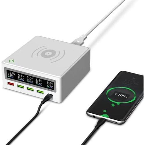 PD3.0 + QC3.0 Quick Wireless Charger 5 USB Ports 65W PD Laptop Charging Dock Station with Touch Switch fast charger for iphone11