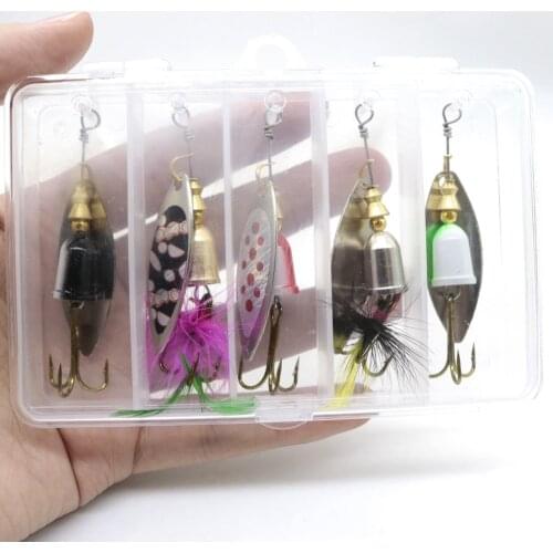 5 Pcs/set Fishing Lure Rotating Sequin Bait Size 11.5cm*7.5cm*2cm With Feather Lure Horse Mouth Smashing Carp Winter Fishing