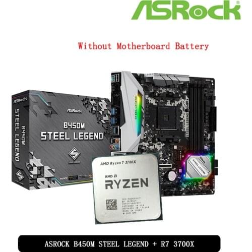 AMD Ryzen 7 3700X R7 3700X CPU + ASROCK B450M STEEL LEGEND Motherboard Suit Socket AM4 All new but without cooler