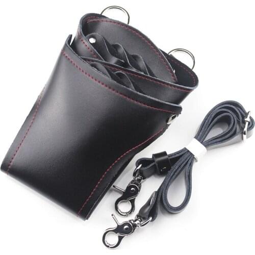 Professional leather hair scissors make up shears case Pockets Waist Belt barber packet Salon Holster hairdresser scissors bag