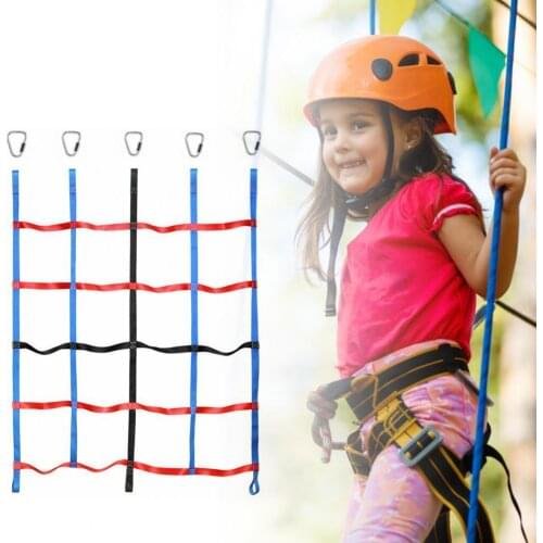 Outdoor Children Climbing Net Multifunctional Three-color Kids Physical Training Hanging Step Ladder for Kindergarten 300KG