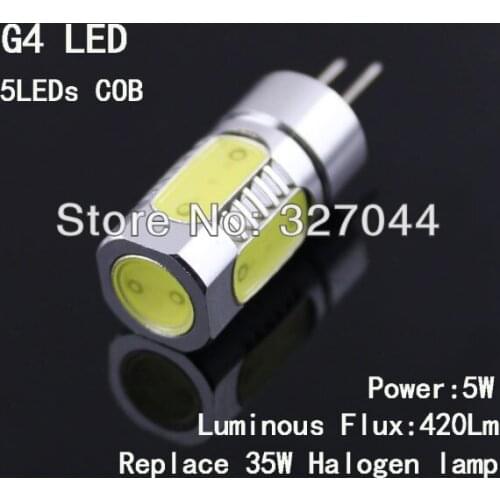 MOQ 10pcs AC/DC 12V 5W G4 LED Crystal Lamp Corn Bulb Droplight Chandelier cree COB led Spot Light Cool/Warm White 360 degree