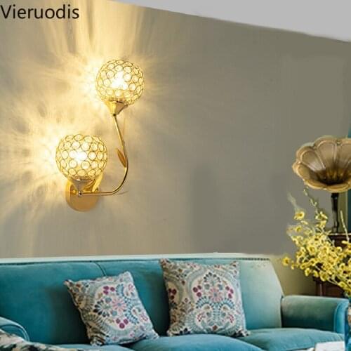 Nordic Crystal LED Wall Lamp Modern Single/double Head Sconce Wall Lights for Bedside Living Room Stairs Mirror Light Luminarias