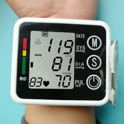 Accurate Wrist Blood Pressure Monitor Heartbeat Test Heart Rate Smart Digital LCD Display Bracelet Health Care BP Watch