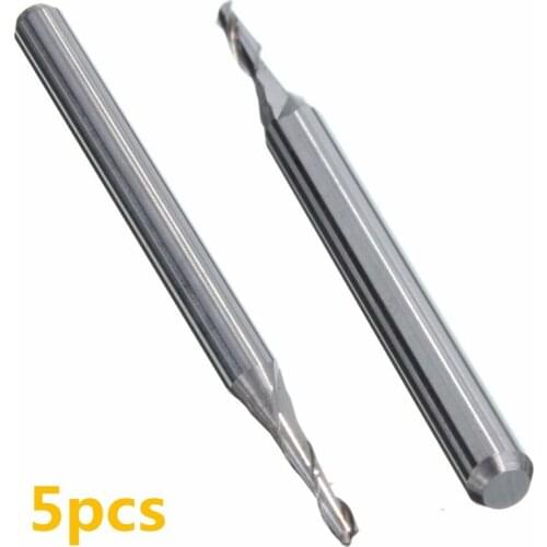 5pcs Two Flute Carbide End Mill Dia 3.175mm Solid Spiral Woodwork CNC Router Bits For Milling Cutter
