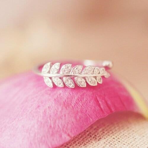 High Quality Fashion Geometric leaf zircon Adjustable Rings For Women Wholesale Jewelry