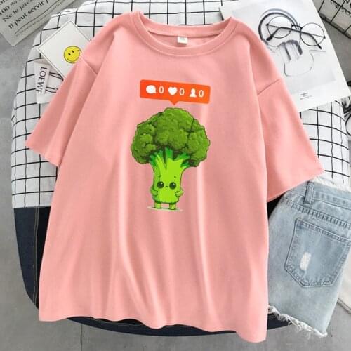 Green camiseta-brocoli PrintTshirt Women Pattern Soft T-Shirt Breathable Summer Tops Casual Fashion Tee Clothes Womens Tshirts