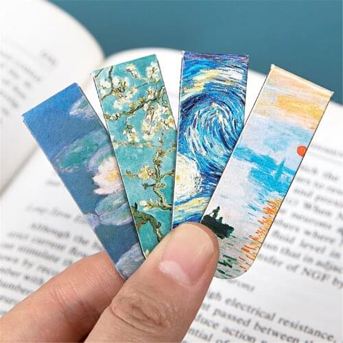 1pc Famous Vintage Oil Painting Magnetic Bookmarks Paper Clips Book Markers Page Label Clips School Office Supplies Teacher Gift