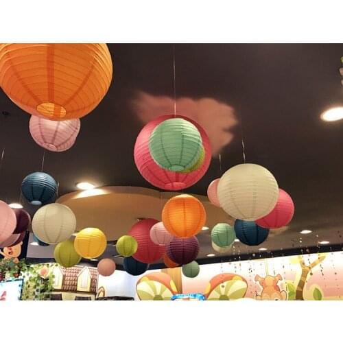 10 Pcs / lot ) Chinese Lantern round paper lamp Wedding decoration festival birthday party supplies wedding Marriage