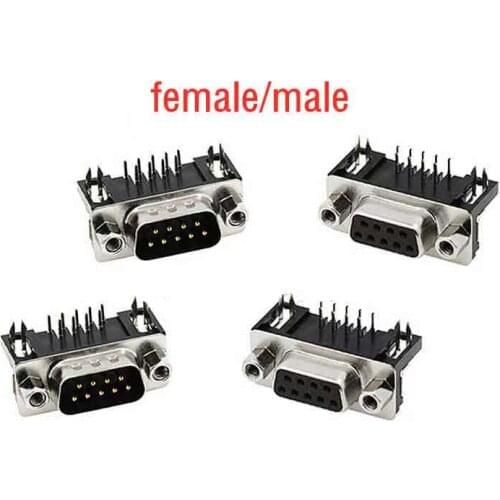 10PCS DB9 male female elbow foot welding plate type DR9-pin RS232 DR9 serial port 9-pin male male seat