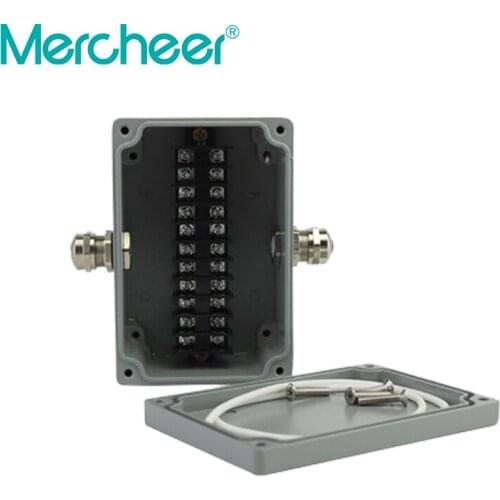 120*80*55 one inlet one outlet waterproof aluminum box aluminium alloy sealed junction box with 11 poles terminal and m16 glands