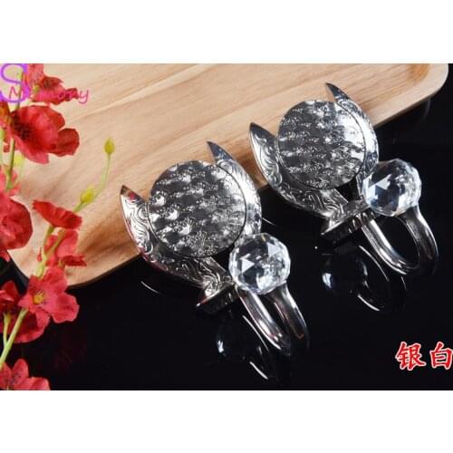2pcs Zinc Alloy Crystal U Hook Curtain Tie Back Tieback Holders Wall Hooks Hanger Home Decoration
