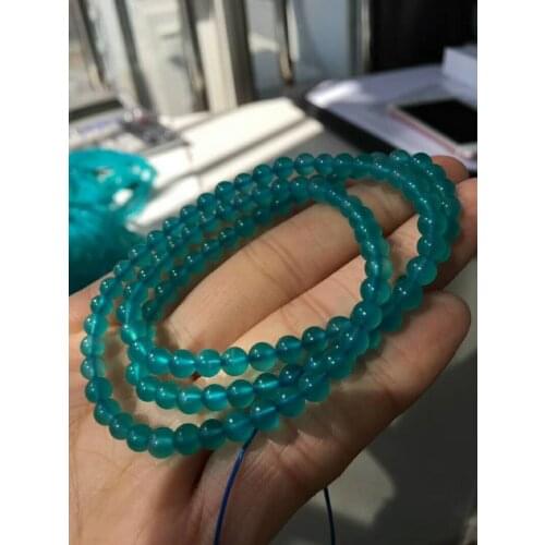 5mm Genuine Green Natural Amazonite Bracelets For Women Men Natural Stone Three Laps Crystal Round Bead Bracelet