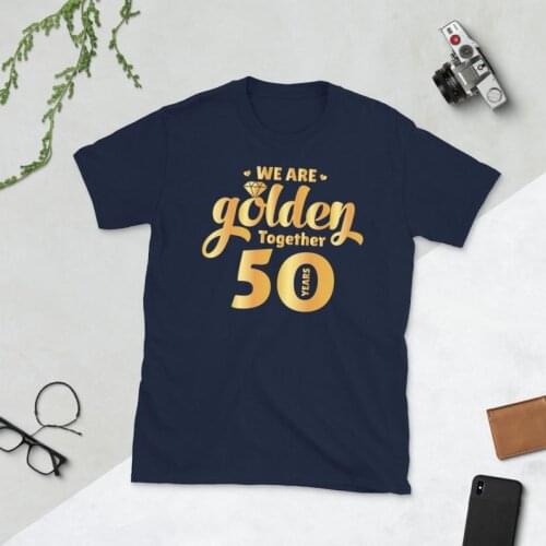 50th wedding anniversary shirts anniversary gifts parents,Gold Anniversary Shirt for His Her Short-Sleeve Unisex cotton y2k top