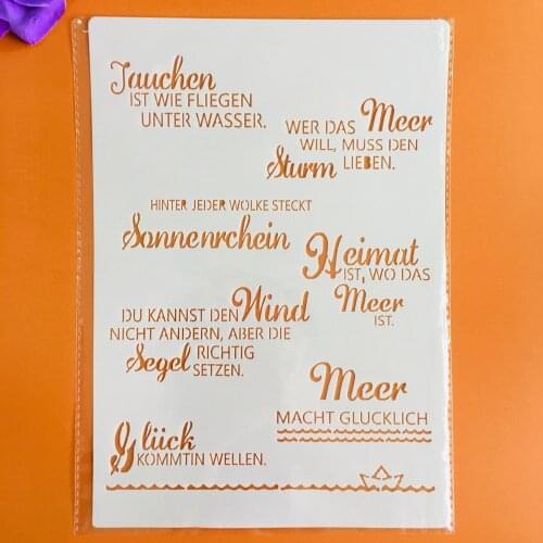 A4 English inspirational blessings wall stencil, scrapbook, embossing album, decorative, paper card template drawing stencils