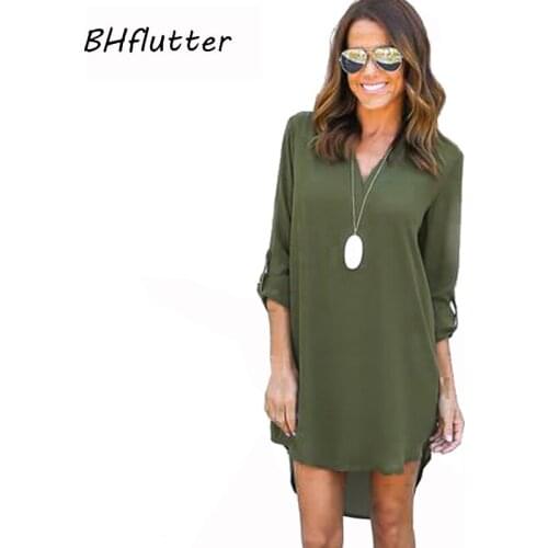 Модные платья-рубашки BHflutter China At AliExpress