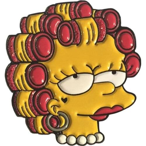 Lisa brooch cartoon figure making up enamel pin funny anime gift