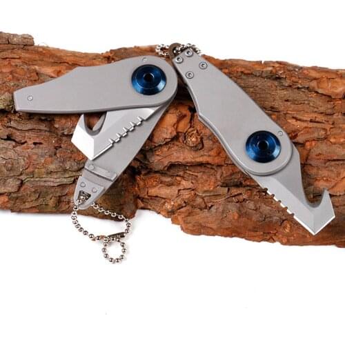 Dropship folding survival camping knife Multifunctional pocket knife sawing tooth cutting rope Portable EDC tool mini key knife