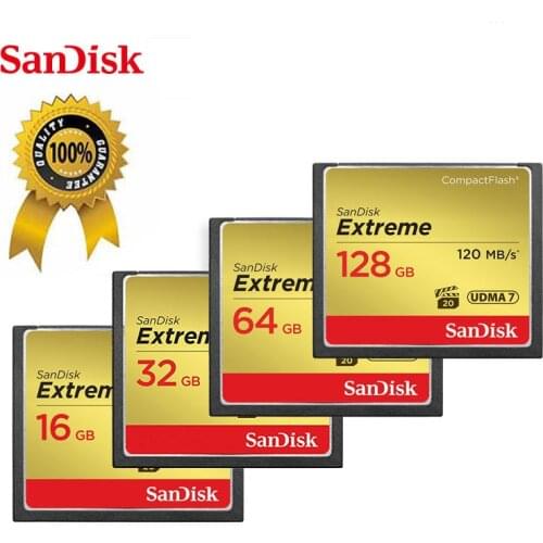 Sandisk Memory Card Extreme CompactFlash 32GB 64GB 128GB CF Card VPG-20 120MB/s 4K and Full HD Video For Canon D300 7D 5DSR Card