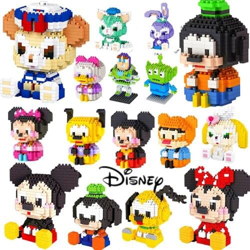 Disney Cartoon Building Blocks Mini Mickey Minnie Stitch Pooh Building Block Toys Cartoon Character Teaching Unit Childrens Toy
