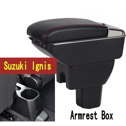 For Suzuki Ignis armrest box central Store content box with cup holder ashtray USB Ignis armrests box