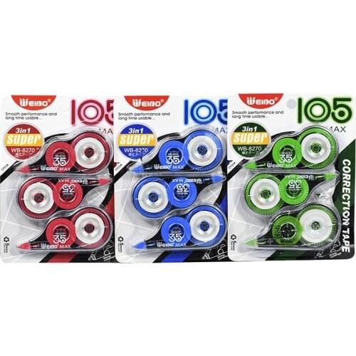 Kawaii White Out Correction Tape Promotional Gift Modify Corrector Stationery School Office Supply Cute Utility Tool 8270WB 3PCS