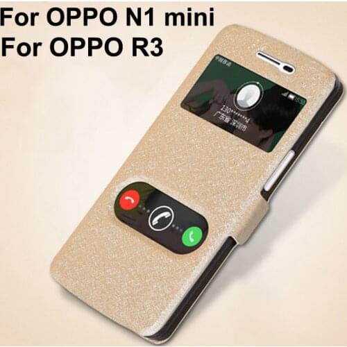 Open window leather case For OPPO N1 mini phone cases N1mini N5117 N511 flip case For OPPO R3 shell R7005 R7007 R7077 back cover
