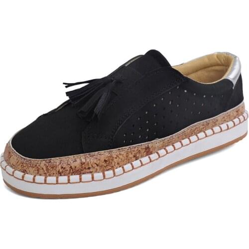 Womens Loafers Tassel Slip On Ladies Shoes Sewing Soft PU Leather Flats Woman Platform Thick Bottom Female Footwear NVX263