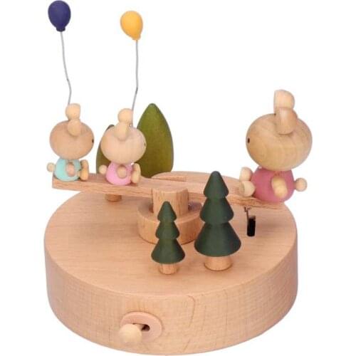 Gift metal Wooden Seesaw Music Box Handicraft Home Decoration Desktop Ornament Valentines Day Gift Music Boxes music