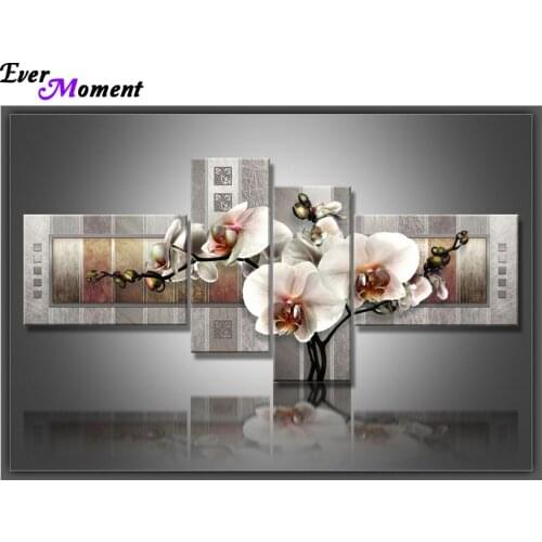 4 pcs set diy diamond painting cross stitch Orchid home decoration sqaure drill full diamond embroidery Wall decoration ASF172