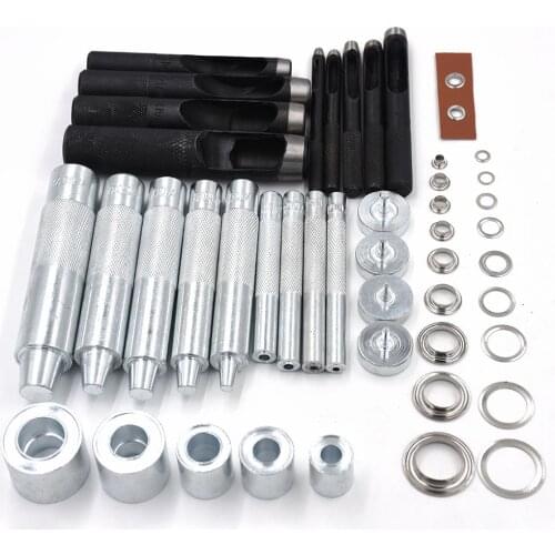 100 sets 3.5-17mm Metal Eyelets Grommets with Installer Die Punch Press Eyelet Tool Set for Leathercraft Clothing Shoes Curtains