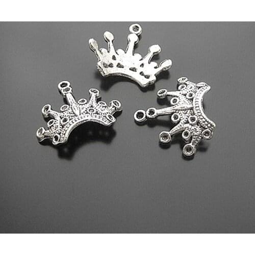 20PCS 24x14MM Antique Silver Bronze Zinc Alloy Crown Charms Pendants Jewelry Making Supplies Diy Findings Accessories
