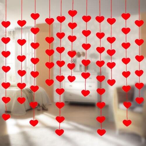1 Set Non-woven Fabric Hanging Love Heart Curtain Romantic Elegant Home Wedding Decoration Marriage Room Layout DIY Garland