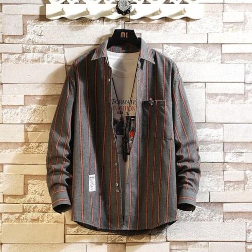 Striped Long Sleeve Shirt For Men Casual Loose Classic Tops Fashion All-match Coat Male Clothes Four Seasons Lapel Shirts Trend