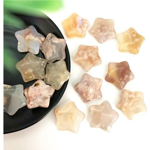 Drop Shipping Cute Natural Snowflake Cherry Blossom Agate Star Shaped Crystal Gemstone Healing Natural Stones And Crystals