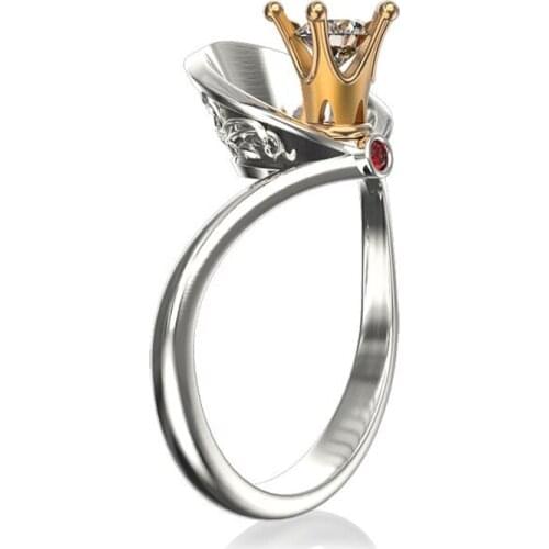 JK Romantic Lily Finger Ring Fashion Two Tone Flower Shaped Queen Stylish Birthday Gift Ring Band For Girlfriend Party Jewel