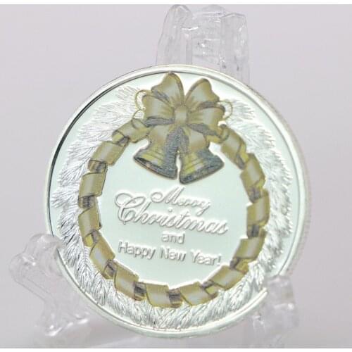 Merry Christmas Santa Silver Gold Coin Happy New Year Silver Plated Commemorative Challenge Coins Collectibles Gift