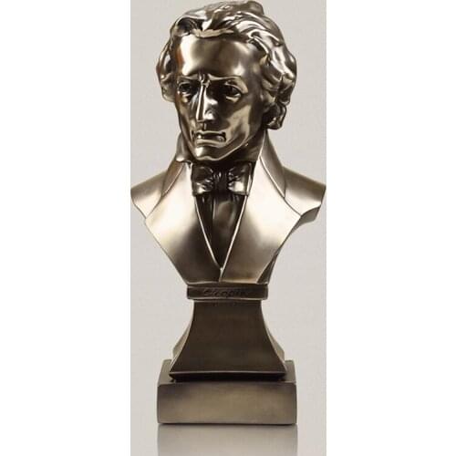 Europe Style Retro High Quality People Statues Study decoration crafts musician Chopin Statue resin head sculptures resin craft