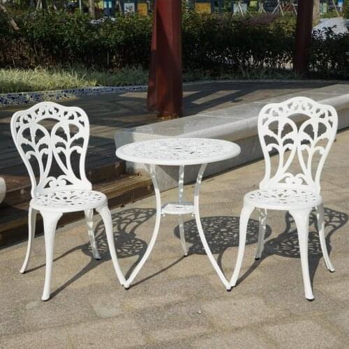 3-piece Powder coated cast aluminum outdoor chair and table garden bistro set table and chair