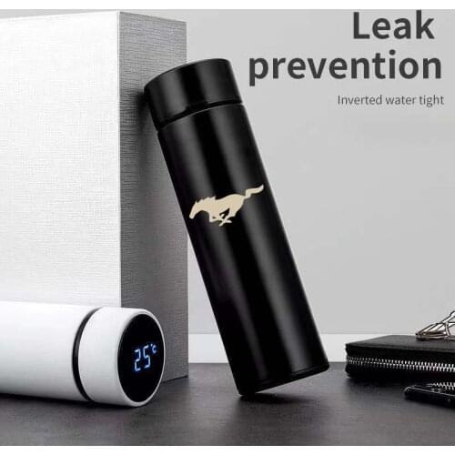 500ML Intelligent Thermos For Ford Mustang Shebly GT350 GT50 Temperature Display Customize Logo Stainless Steel Vacuum Water Cup